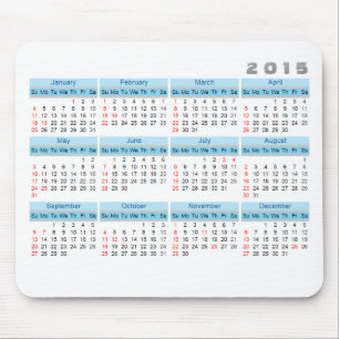2015 Kalender-Mausunterlage einfaches Himmelblau Mousepad