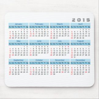 2015 Kalender-Mausunterlage einfaches Himmelblau Mousepad