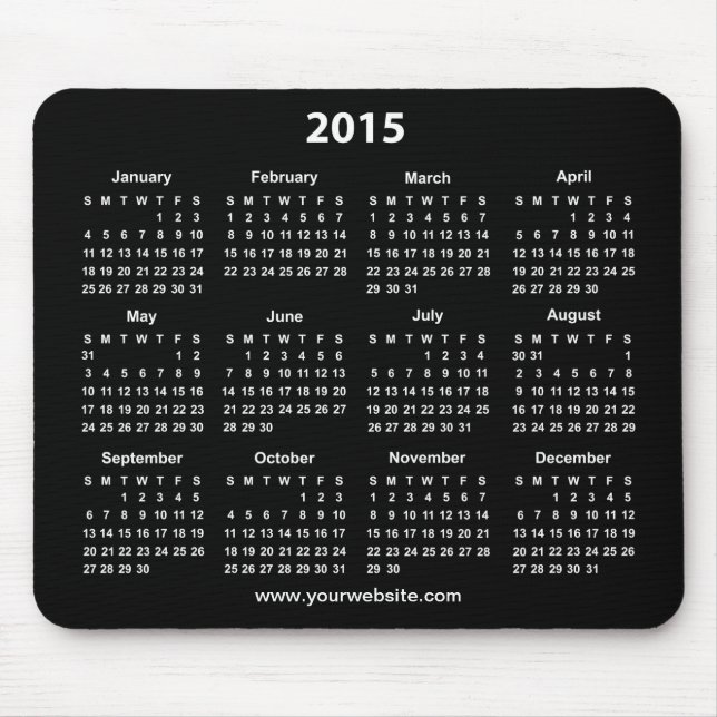 2015 Kalender Schwarz-Weiß Geschäftlich Mousepad (Vorne)