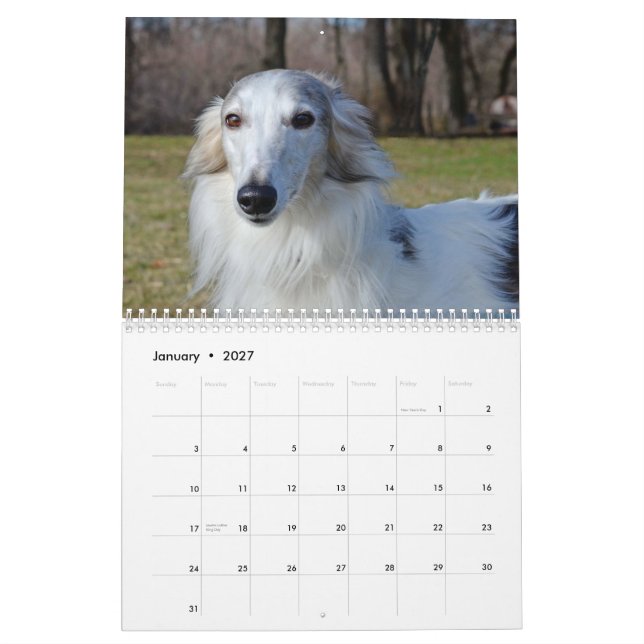 2015 seidener Windhounds erinnert Kalender (Jan 2027)