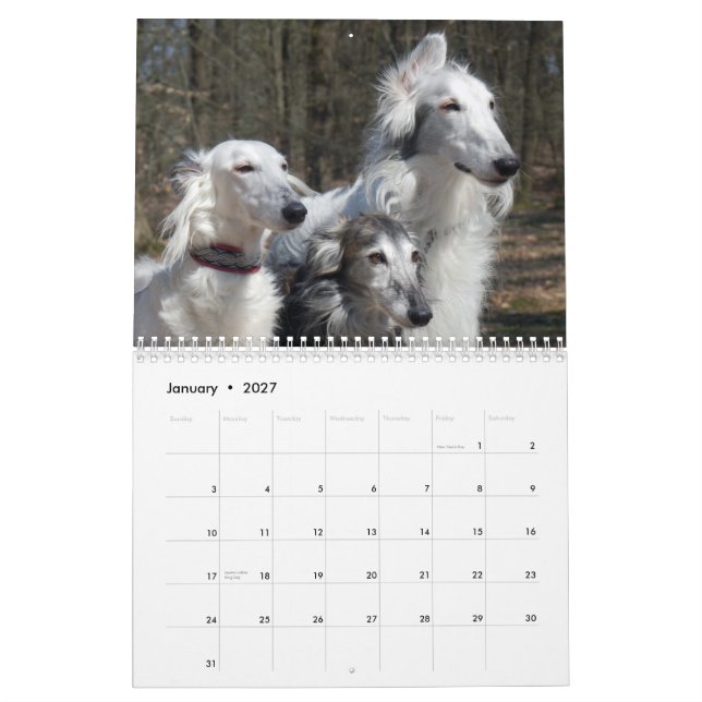2015 seidenes Windhounds Kalender (Jan 2027)