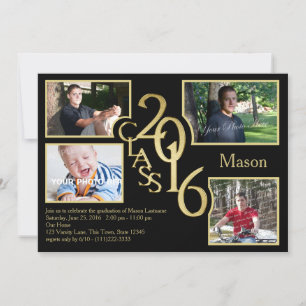 2016 Abschluss-Klasse von Quad Foto Black Einladung