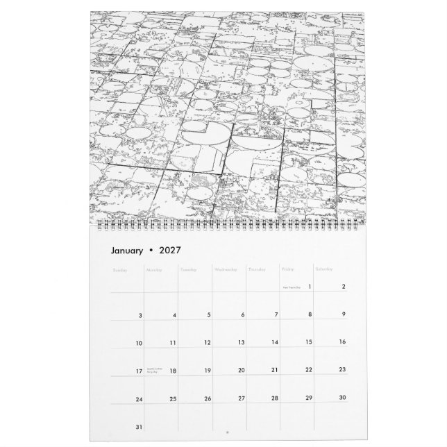 2016 bis 2017 Linie Kunst-Kalender Kalender (Jan 2027)