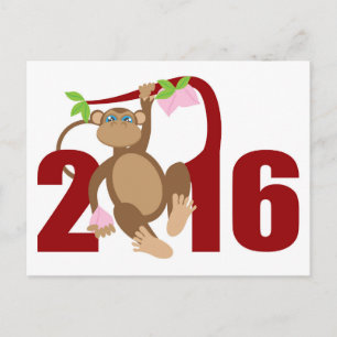 2016 Chinesischer Affe über Baum mit Langlebigkeit Postkarte