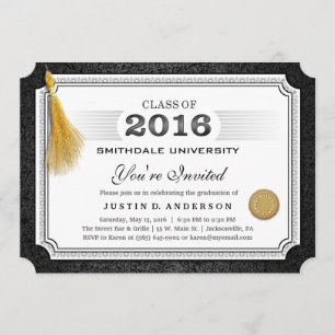 2016 Diploma Abschluss Einladung Gold Tassel Corne
