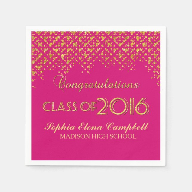2016 Elegante Imitats Glitzer Confetti Abschluss T Serviette (Vorderseite)