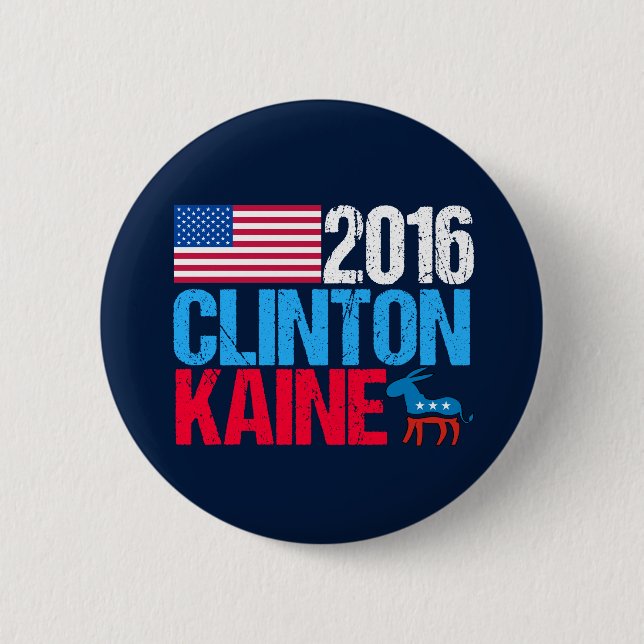 2016 Hillary Clinton Tim Kaine Democrat Button (Vorderseite)