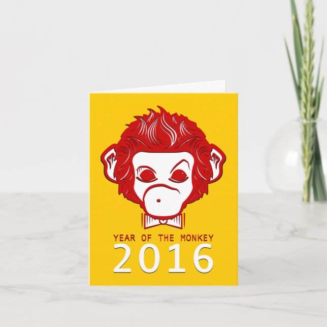 2016 Jahr des Affen (Bowtie) Feiertagskarte (Vorderseite)