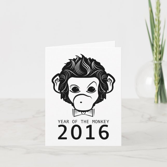 2016 Jahr des Affen (Bowtie) Feiertagskarte (Vorderseite)