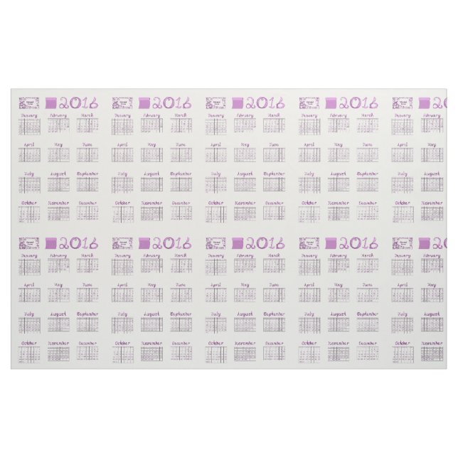 2016 Kalender Tea Handtuchgewebe Schriftart Typ Stoff (Yard (91,4 cm))