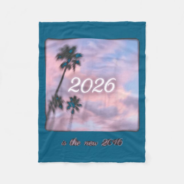 2016 Retro-Palmbaum-Sonnenuntergangs-Illustration Fleecedecke (Vorderseite)