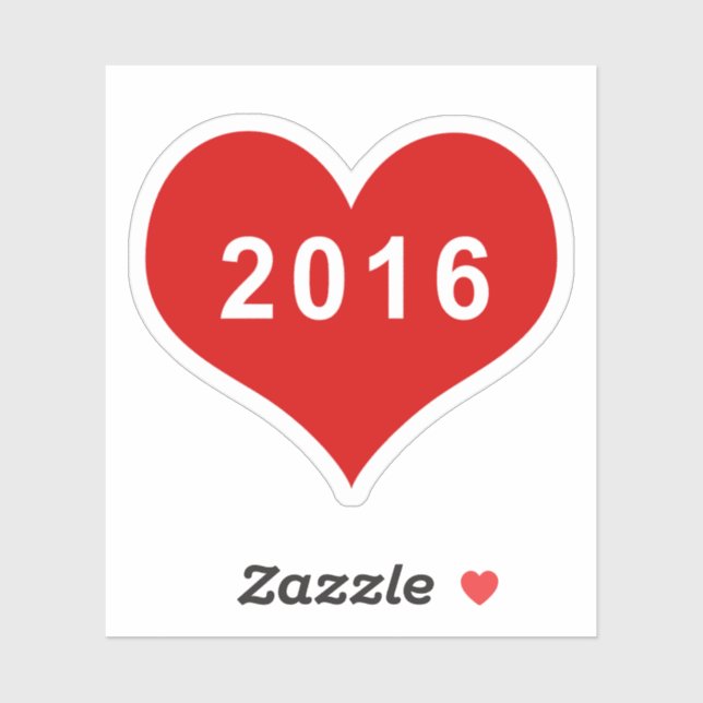 2016 Rotes Liebe Herz Vinyl Sticker (Blatt)