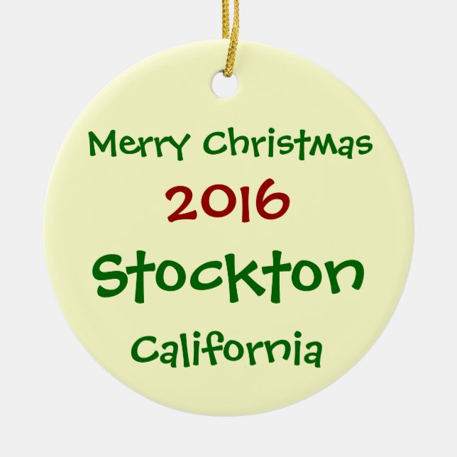 2016 STOCKTON KALIFORNIEN FROHE KERAMIKORNAMENT (Vorne)