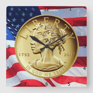 2017 American Liberty  Quadratische Wanduhr