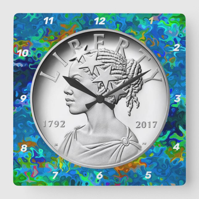  2017 American Liberty Silver Coin   Quadratische Wanduhr (Vorderseite)
