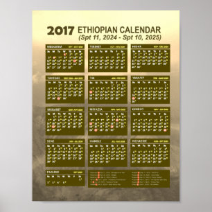 2017 äthiopischer Neujahrskalender 2024/2025 Poster