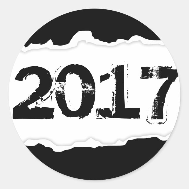 2017 (gerissenes Papier) Runder Aufkleber (Vorderseite)