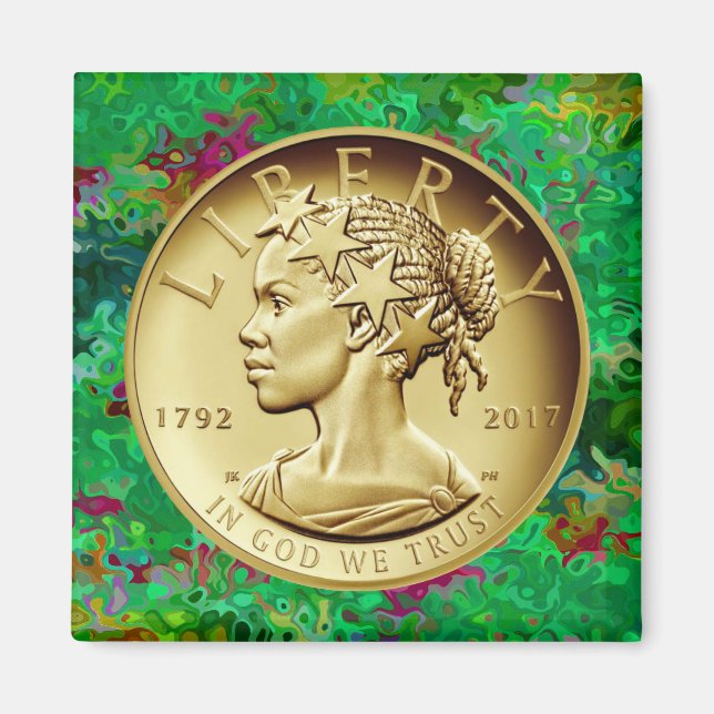 2017 GOLD LADY LIBERTY COIN MAGNET (Vorne)