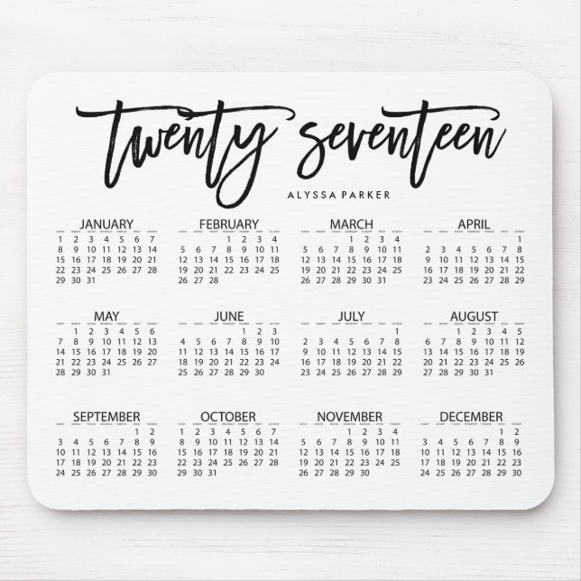 2017 moderne Typografie des Kalender-| Mousepad (Vorne)