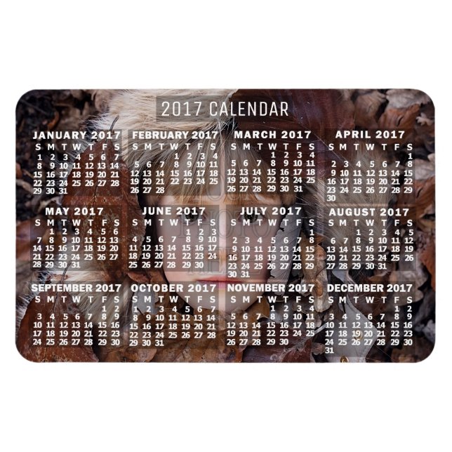 2017 Monatlicher Kalender weiß | Foto hinzufügen Magnet (Horizontal)