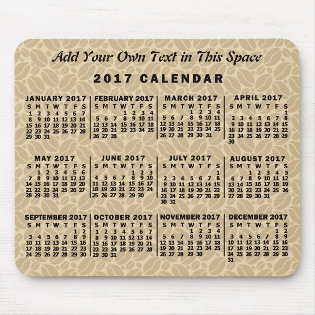 2017 Monatskalender Kaffeebohnen nach Maß Mousepad (Vorne)