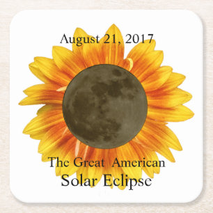 2017 Solar Eclipse Moon und Sonnenblume Rechteckiger Pappuntersetzer