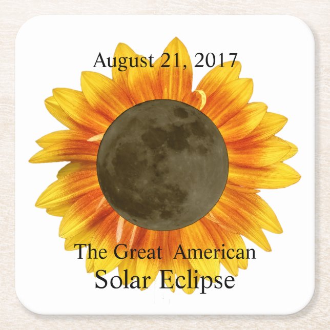 2017 Solar Eclipse Moon und Sonnenblume Rechteckiger Pappuntersetzer (Vorderseite)
