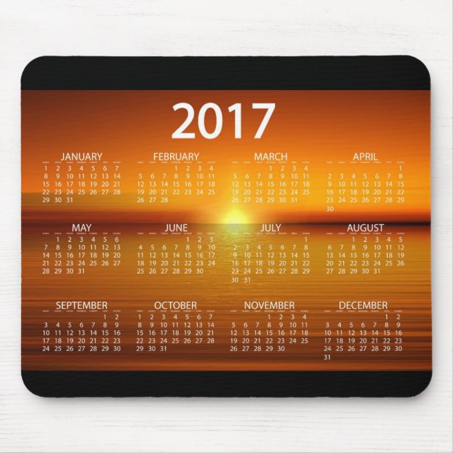 2017 Sonnenuntergangs-Kalender Mousepad (Vorne)