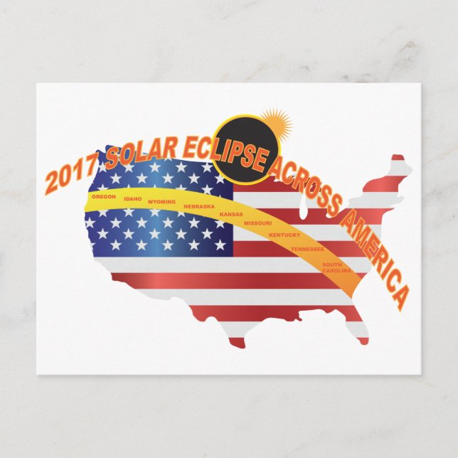 2017 Total Solar Eclipse auf US-amerikanischer Kar Postkarte (Vorderseite)