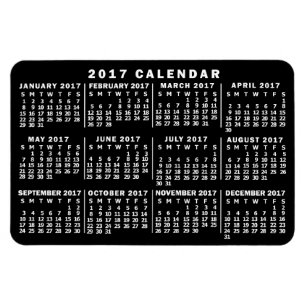 2017 Year Monthly Calendar Classic Black and White Magnet
