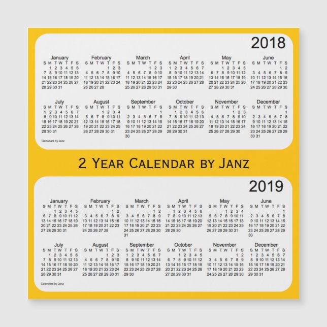2018-2019 Gold 2 Year Calendar by Janz Magnetkarte (Vorderseite)