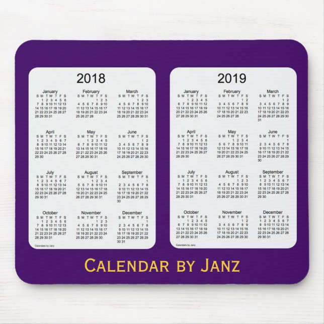 2018-2019 lila Kalender durch Janz Mousepad (Vorne)