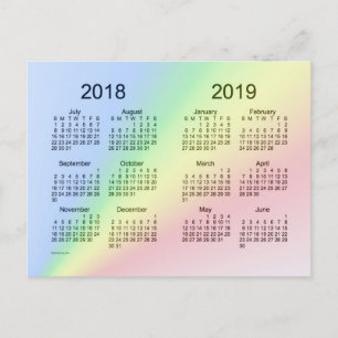 2018-2019 Schuljahr Mini-Kalender von Janz Postkarte