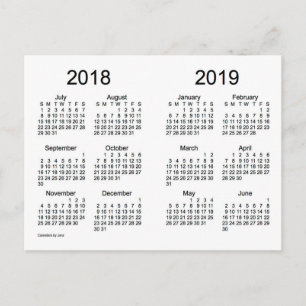 2018-2019 Schuljahr Mini-Kalender von Janz Postkarte