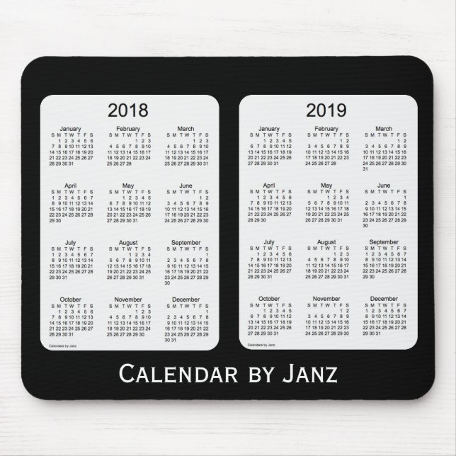 2018-2019 schwarzer Kalender durch Janz Mousepad (Vorne)