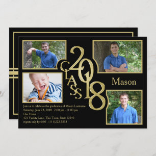 2018 Abschluss-Klasse von Quad Foto Black Einladung
