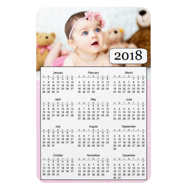 2018 Calendar Personalisiert Baby Girl Foto Magnet (Vertikal)