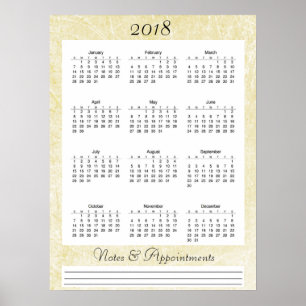 2018 Cremefarbener Kalenderposter Poster