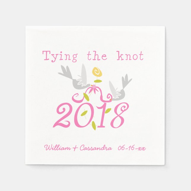 2018 Die Kopplung des Hochzeitdatums für Knoten in Serviette (Vorderseite)