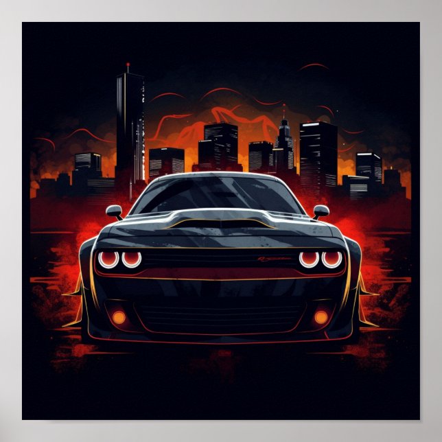 2018 Dodge Challenger SRT Dämonensportwagen Poster (Vorne)