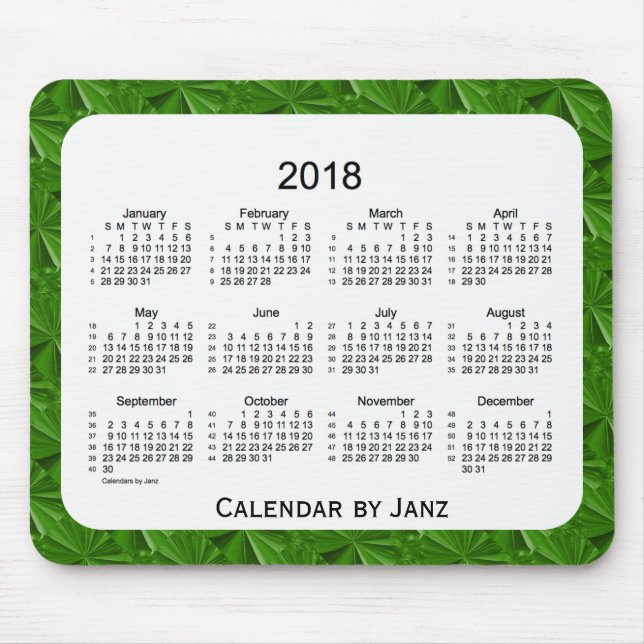 2018 dunkelgrüne Diamanten 52 Wochen-Kalender Mousepad (Vorne)