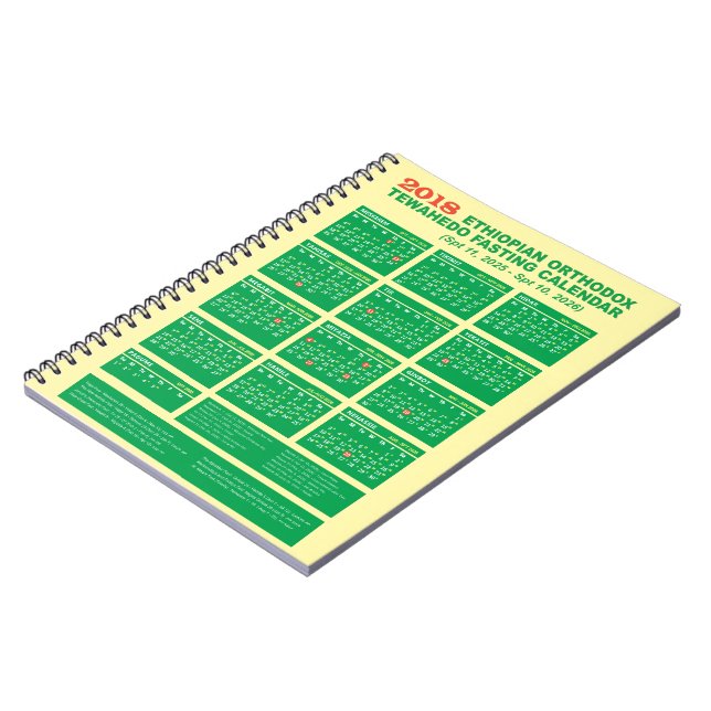 2018 Ethiopian Orthodox Fasting Calendar 2025 2026 Notizblock (Linke Seite)