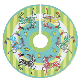 2018 Feiertagzebra-Mehrfarbenbaum-Rock Polyester Weihnachtsbaumdecke