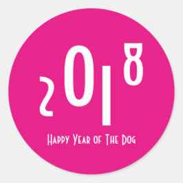 2018 Frohes chinesisches Neujahr des Hundes Runder Aufkleber