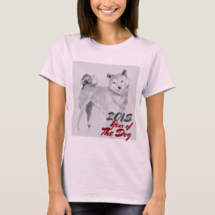 2018 Jahr der Dog-Tinte-Waschlackierung Frauen Shi T-Shirt