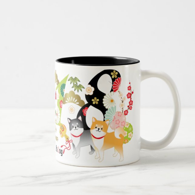 2018 Jahr des Hundes Shiba verfolgt Tasse (Rechts)