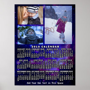 2018 Jahres-Monats-Kalender Weltraum-Nebel 3 Fotos Poster