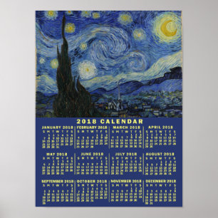 2018 Jahreskalender Sternennacht oder Fügen Sie Ih Poster