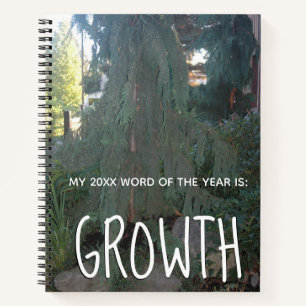 2018 Jahreswort Wachstum mit Lush Tree Foto Notizbuch
