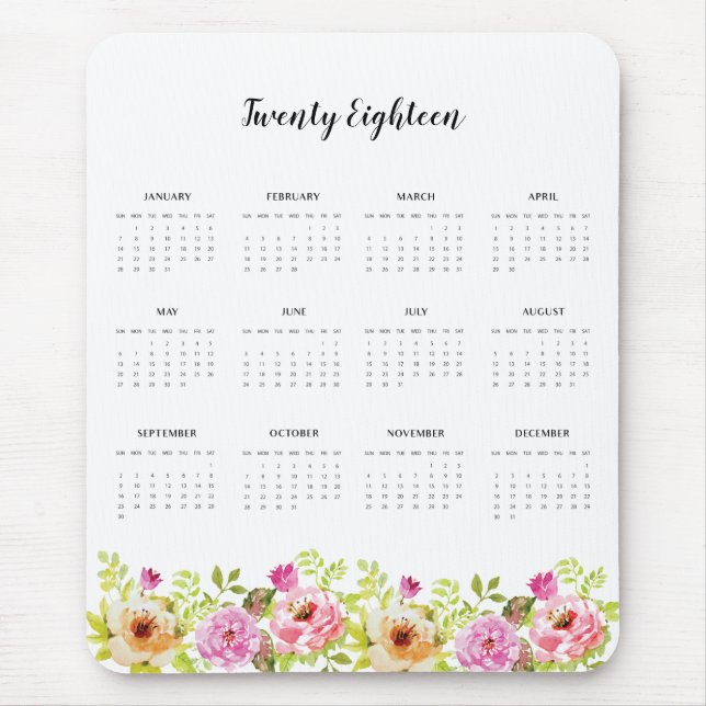 2018 Kalender-Frühlings-Blumen Mousepad (Vorne)